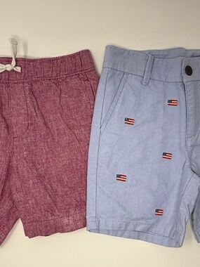 Janie and Jack Size 4 Boys Shorts Bundle Lot - 2 Pair Red Blue Patriotic